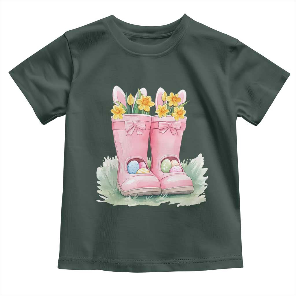 Funny Easter Day Gardening Toddler T Shirt Gardener Boots Bunny Ears Colorful Eggs