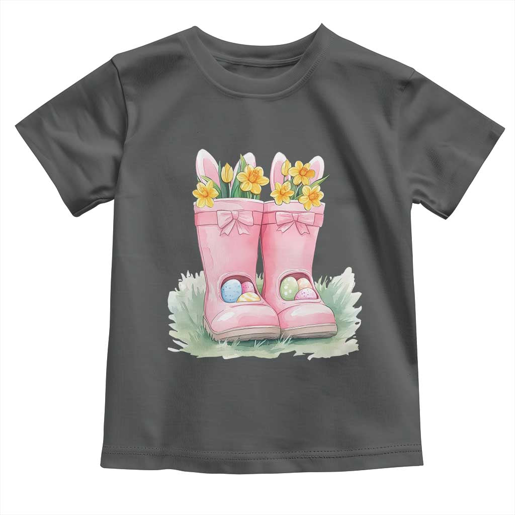 Funny Easter Day Gardening Toddler T Shirt Gardener Boots Bunny Ears Colorful Eggs