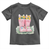 Funny Easter Day Gardening Toddler T Shirt Gardener Boots Bunny Ears Colorful Eggs