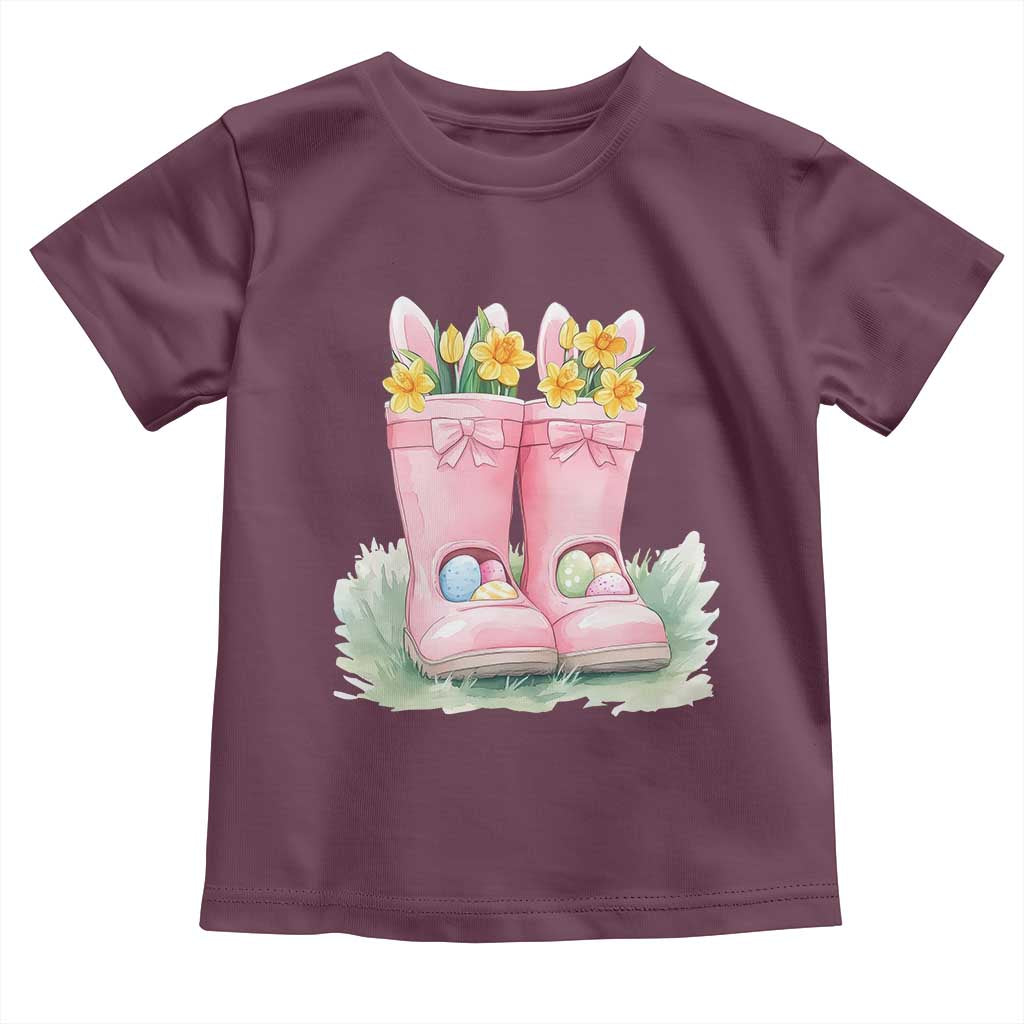 Funny Easter Day Gardening Toddler T Shirt Gardener Boots Bunny Ears Colorful Eggs