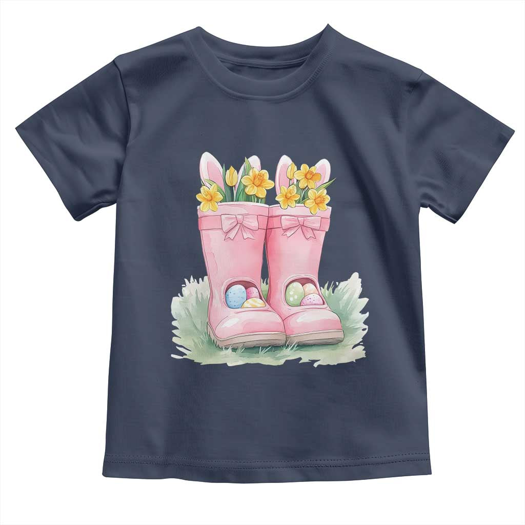Funny Easter Day Gardening Toddler T Shirt Gardener Boots Bunny Ears Colorful Eggs