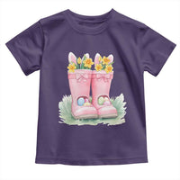 Funny Easter Day Gardening Toddler T Shirt Gardener Boots Bunny Ears Colorful Eggs
