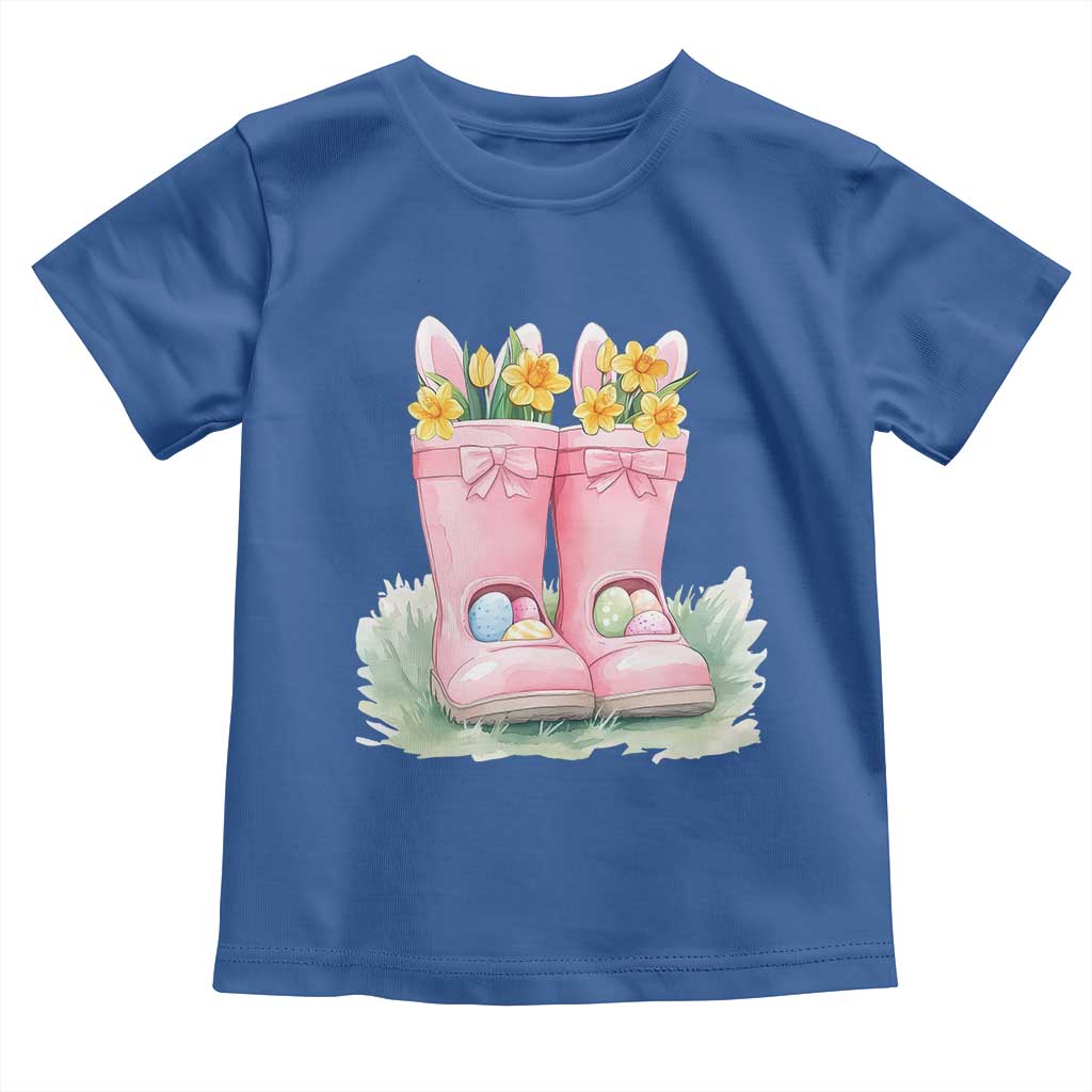 Funny Easter Day Gardening Toddler T Shirt Gardener Boots Bunny Ears Colorful Eggs