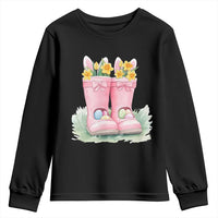 Funny Easter Day Gardening Youth Sweatshirt Gardener Boots Bunny Ears Colorful Eggs