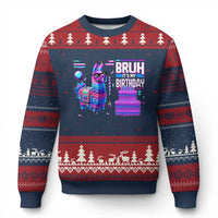Funny Bruh It's My Birthday Ugly Christmas Sweater Llama Pinata Gaming Bday - Wonder Print Shop