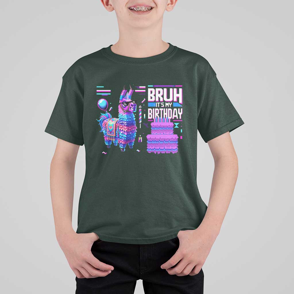 Funny Bruh It's My Birthday T Shirt For Kid Llama Pinata Gaming Bday