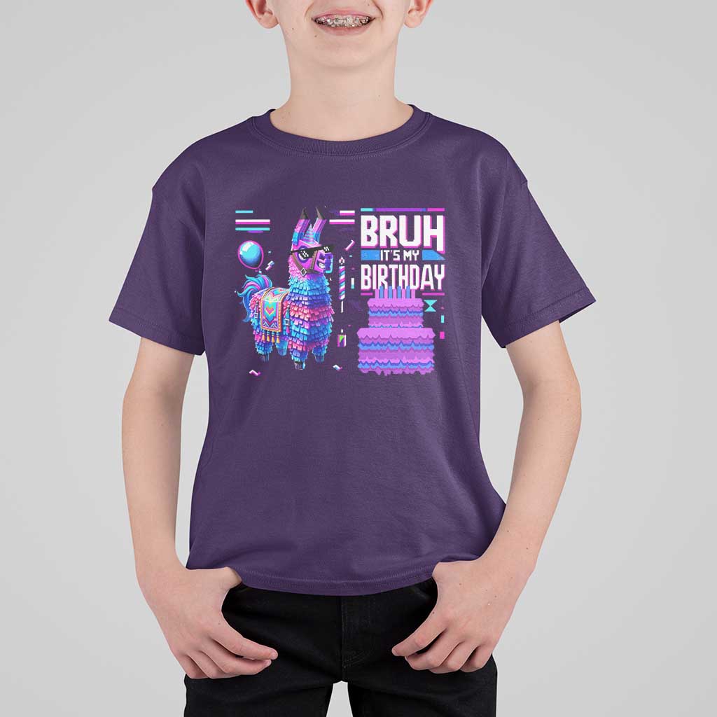 Funny Bruh It's My Birthday T Shirt For Kid Llama Pinata Gaming Bday
