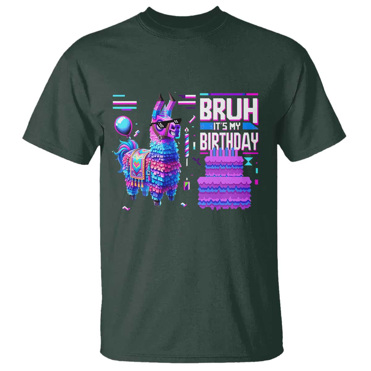 Funny Bruh It's My Birthday T Shirt Llama Pinata Gaming Bday