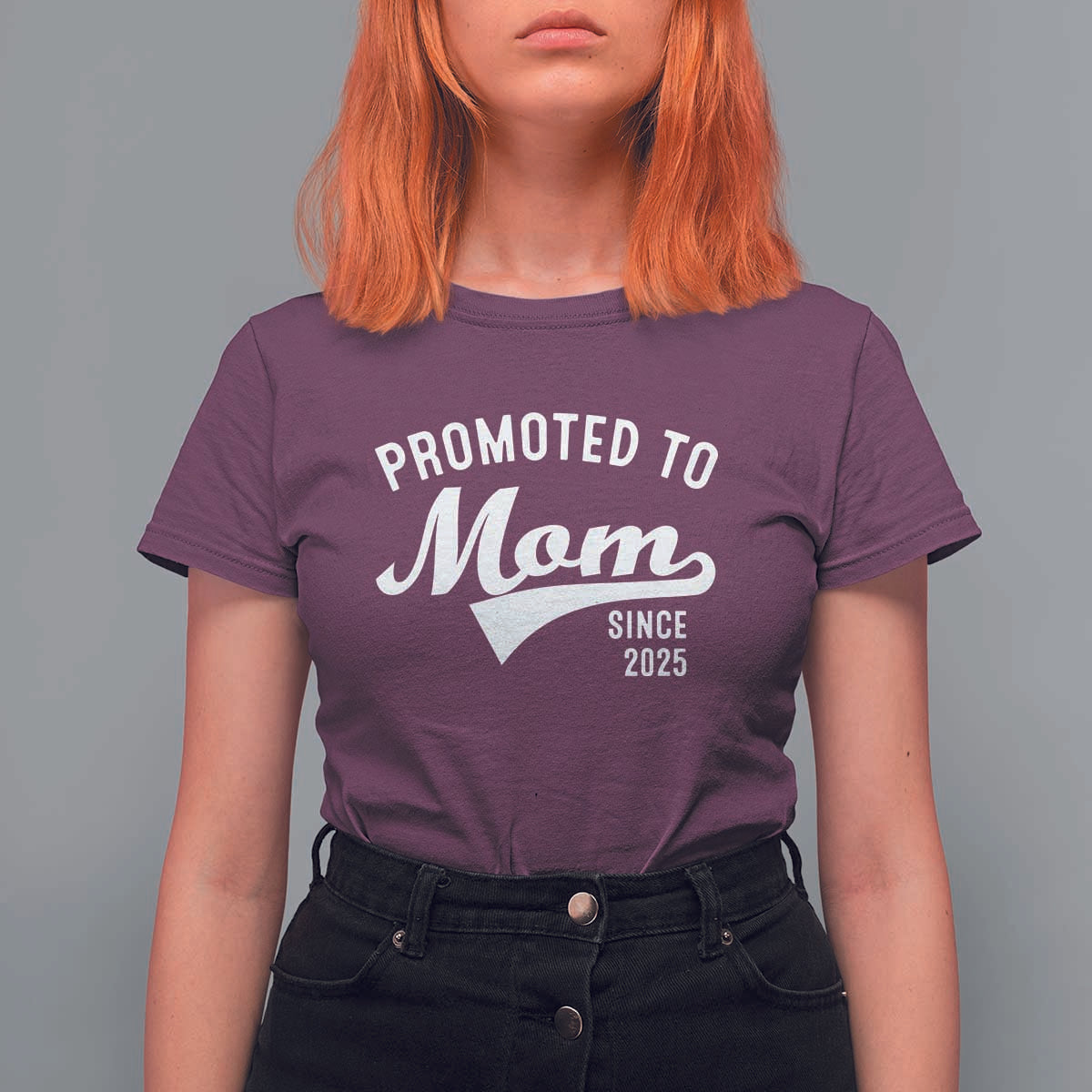Funny New Mom Promoted To Mom Since 2025 T Shirt For Women Baby Announcement