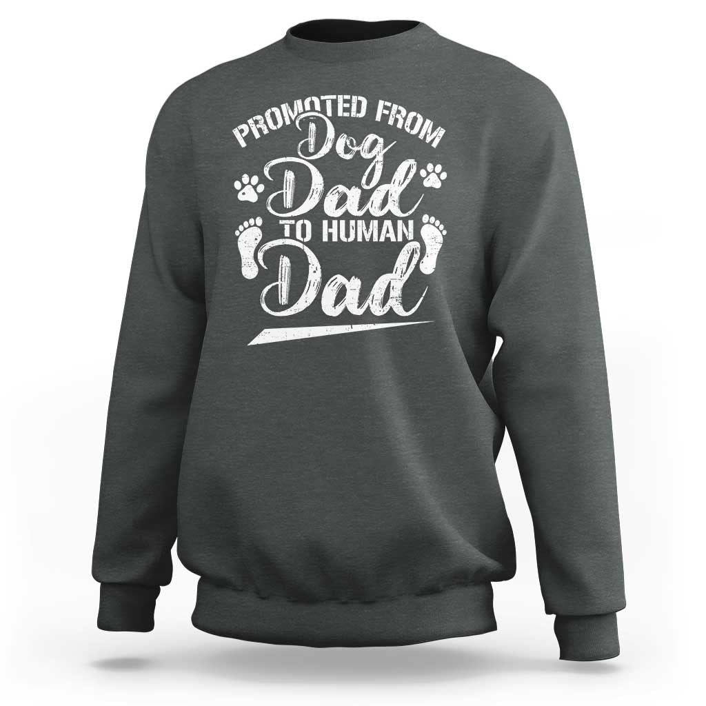 Funny Promoted From Dog Dad To Human Dad Sweatshirt New Father Paw Father's Day
