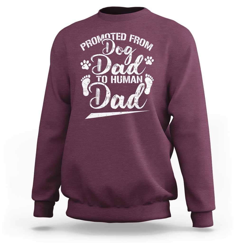 Funny Promoted From Dog Dad To Human Dad Sweatshirt New Father Paw Father's Day