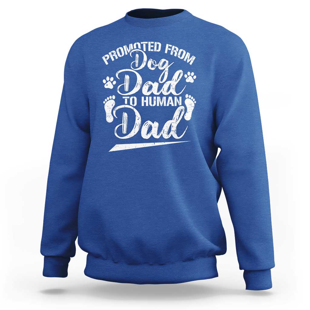 Funny Promoted From Dog Dad To Human Dad Sweatshirt New Father Paw Father's Day