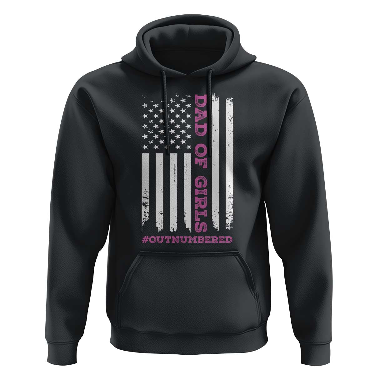 Funny Dad Of Girls Outnumbered Hoodie Vintage American Flag Father's Day