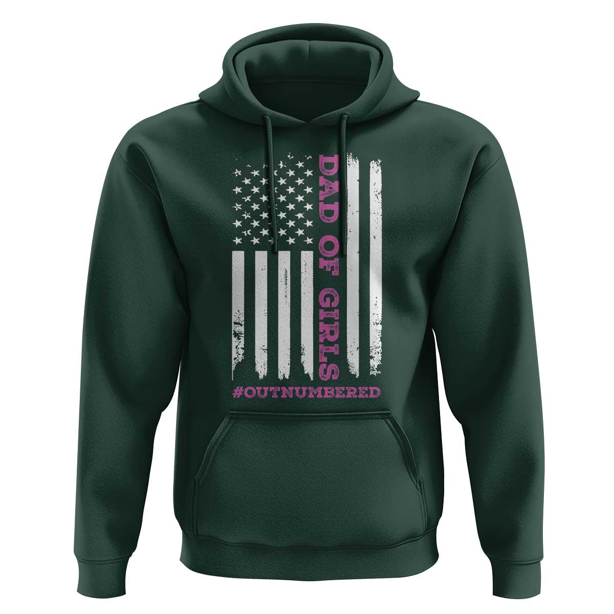 Funny Dad Of Girls Outnumbered Hoodie Vintage American Flag Father's Day