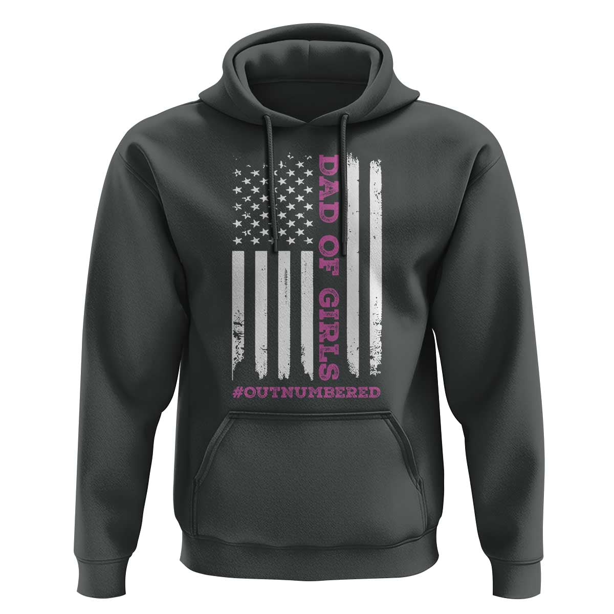 Funny Dad Of Girls Outnumbered Hoodie Vintage American Flag Father's Day