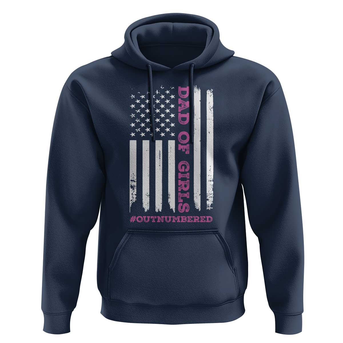 Funny Dad Of Girls Outnumbered Hoodie Vintage American Flag Father's Day