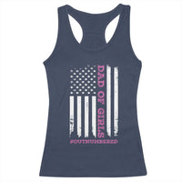 Funny Dad Of Girls Outnumbered Racerback Tank Top Vintage American Flag Father's Day