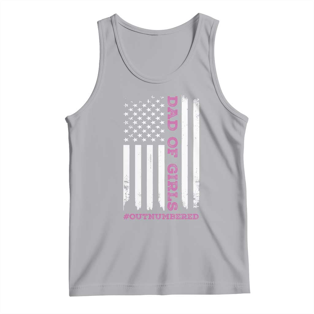 Funny Dad Of Girls Outnumbered Tank Top Vintage American Flag Father's Day