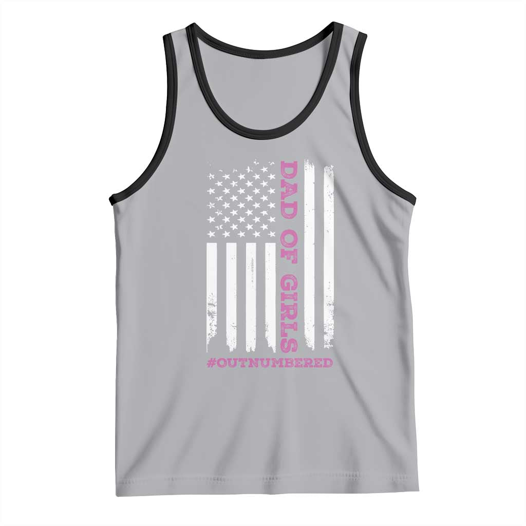 Funny Dad Of Girls Outnumbered Tank Top Vintage American Flag Father's Day