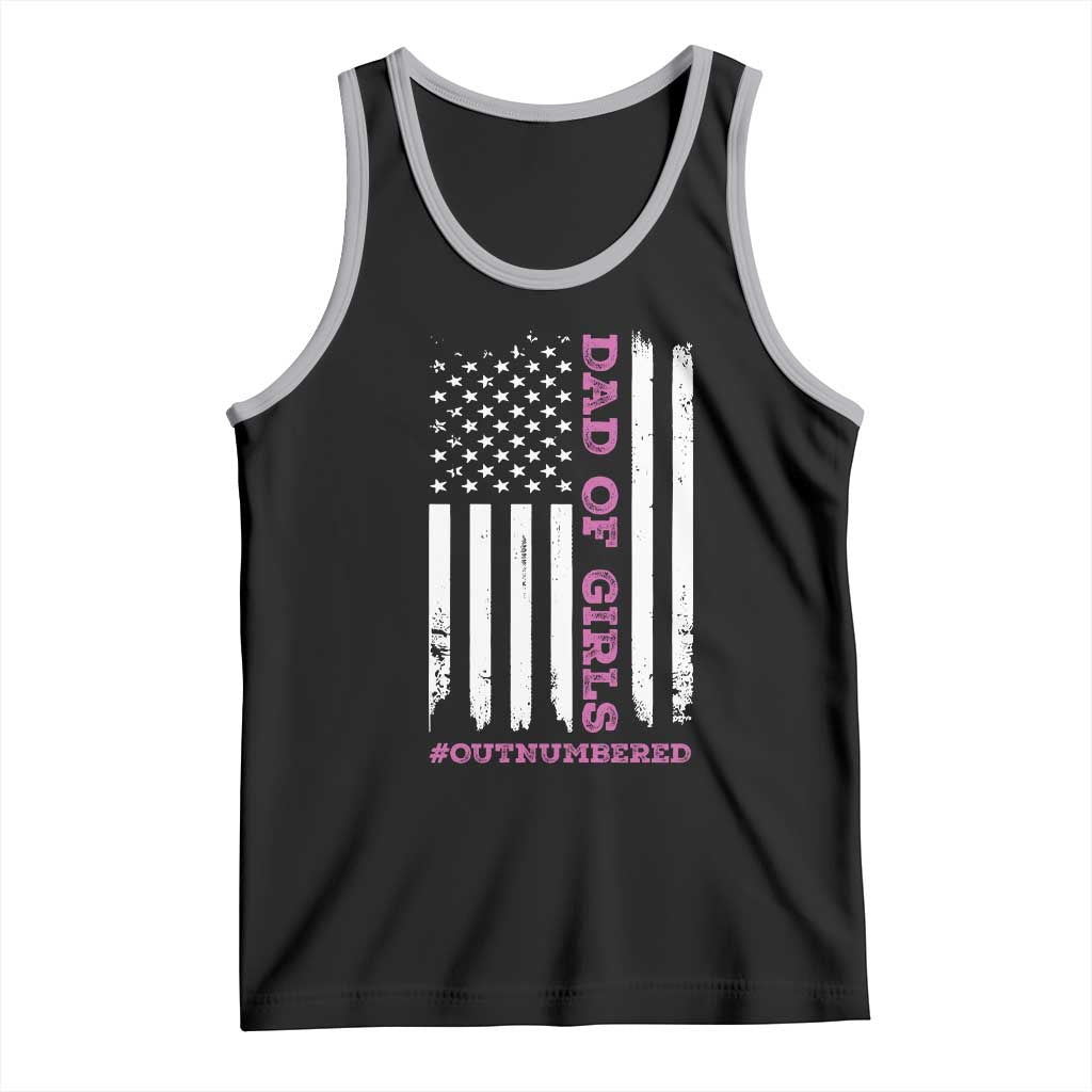 Funny Dad Of Girls Outnumbered Tank Top Vintage American Flag Father's Day