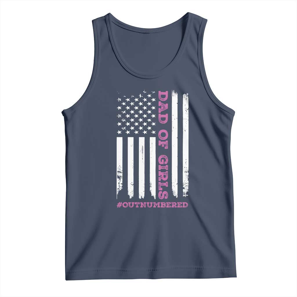 Funny Dad Of Girls Outnumbered Tank Top Vintage American Flag Father's Day