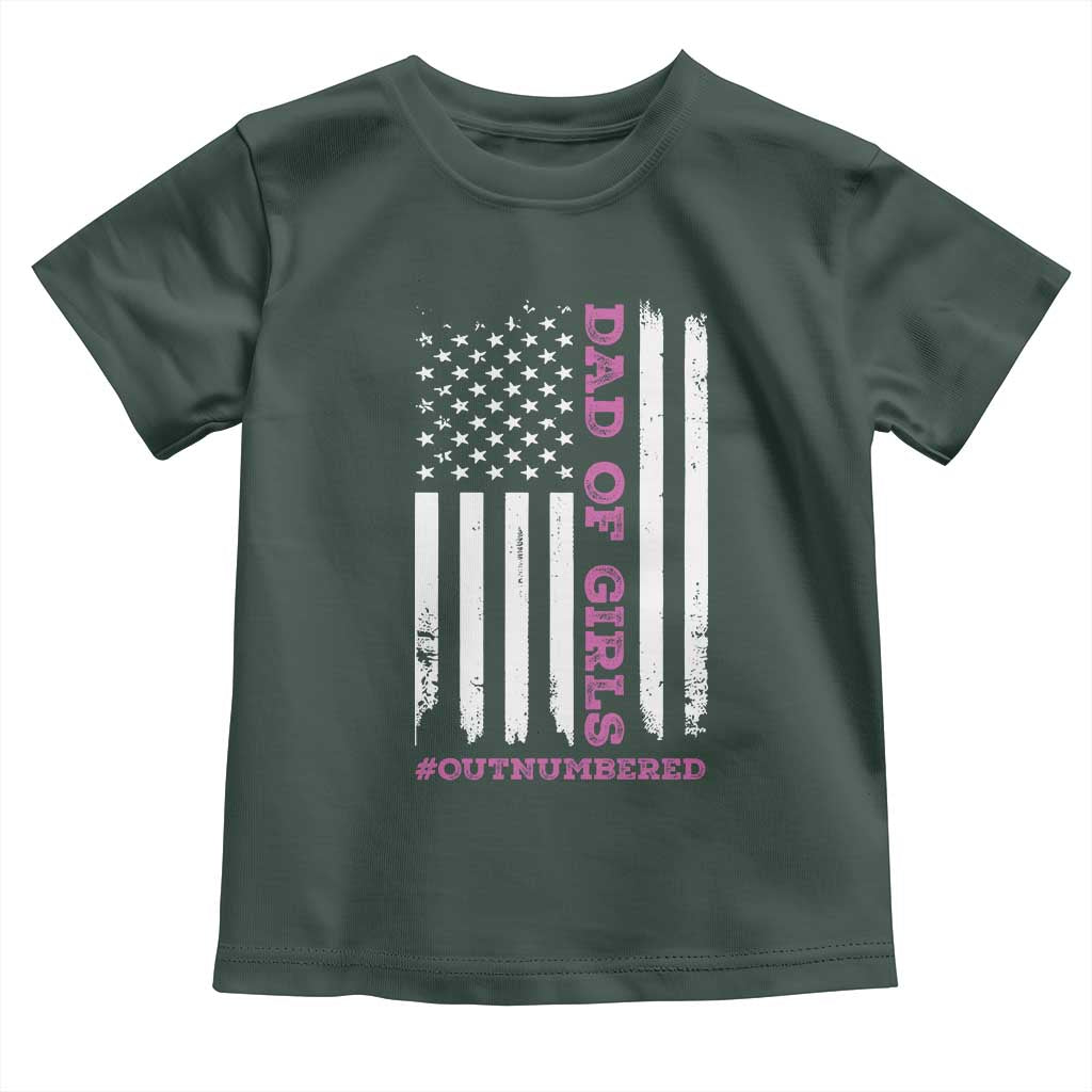 Funny Dad Of Girls Outnumbered Toddler T Shirt Vintage American Flag Father's Day
