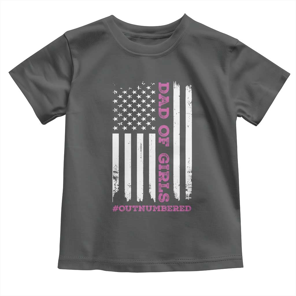 Funny Dad Of Girls Outnumbered Toddler T Shirt Vintage American Flag Father's Day