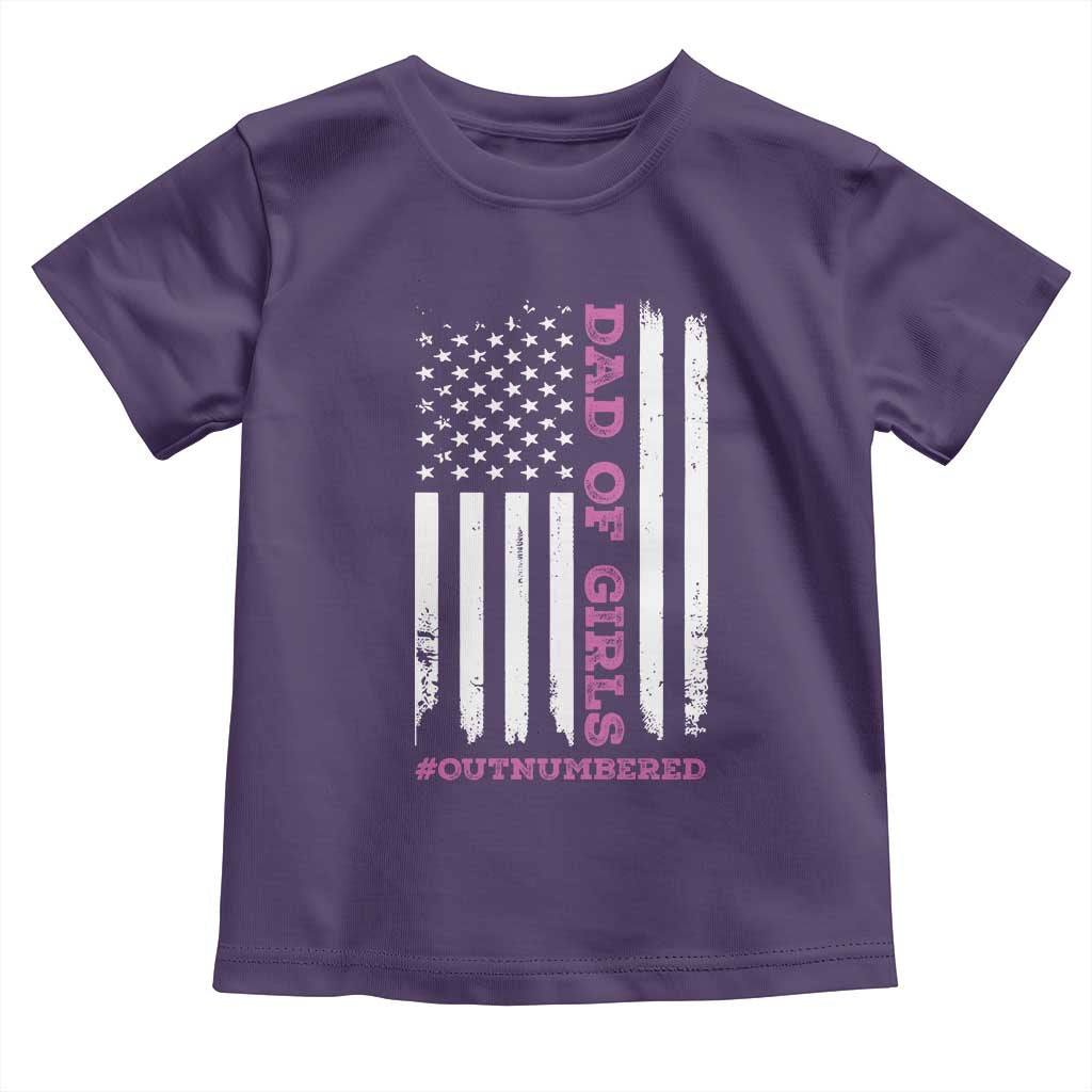 Funny Dad Of Girls Outnumbered Toddler T Shirt Vintage American Flag Father's Day