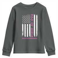 Funny Dad Of Girls Outnumbered Youth Sweatshirt Vintage American Flag Father's Day