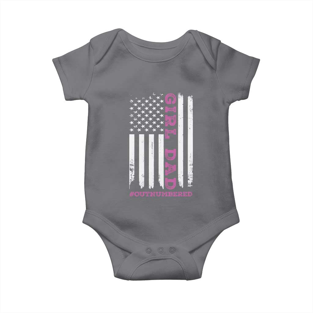Funny Girl Dad Outnumbered Baby Onesie Vintage American Flag Father's Day