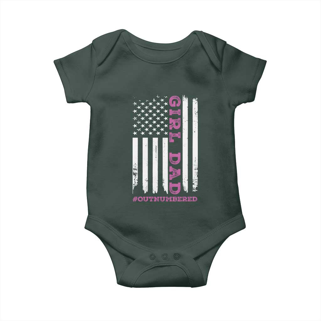 Funny Girl Dad Outnumbered Baby Onesie Vintage American Flag Father's Day