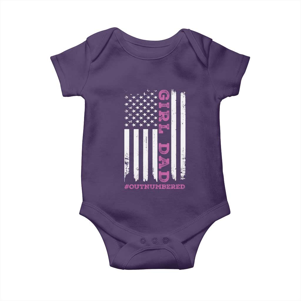 Funny Girl Dad Outnumbered Baby Onesie Vintage American Flag Father's Day