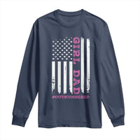 Funny Girl Dad Outnumbered Long Sleeve Shirt Vintage American Flag Father's Day