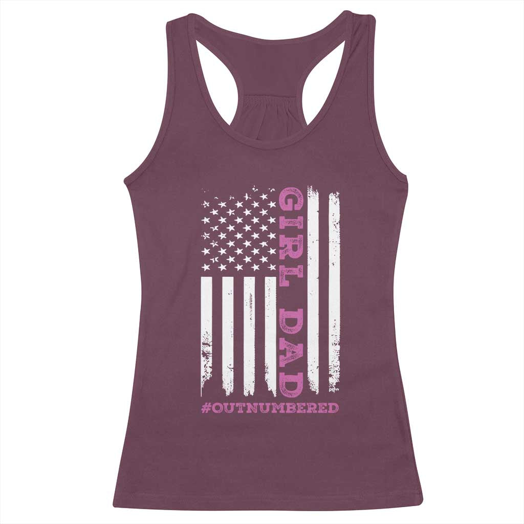 Funny Girl Dad Outnumbered Racerback Tank Top Vintage American Flag Father's Day