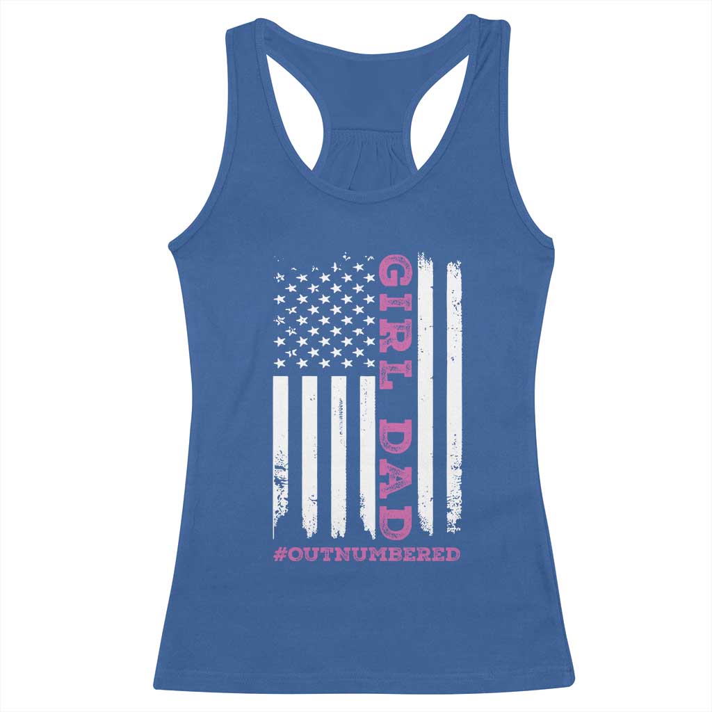 Funny Girl Dad Outnumbered Racerback Tank Top Vintage American Flag Father's Day