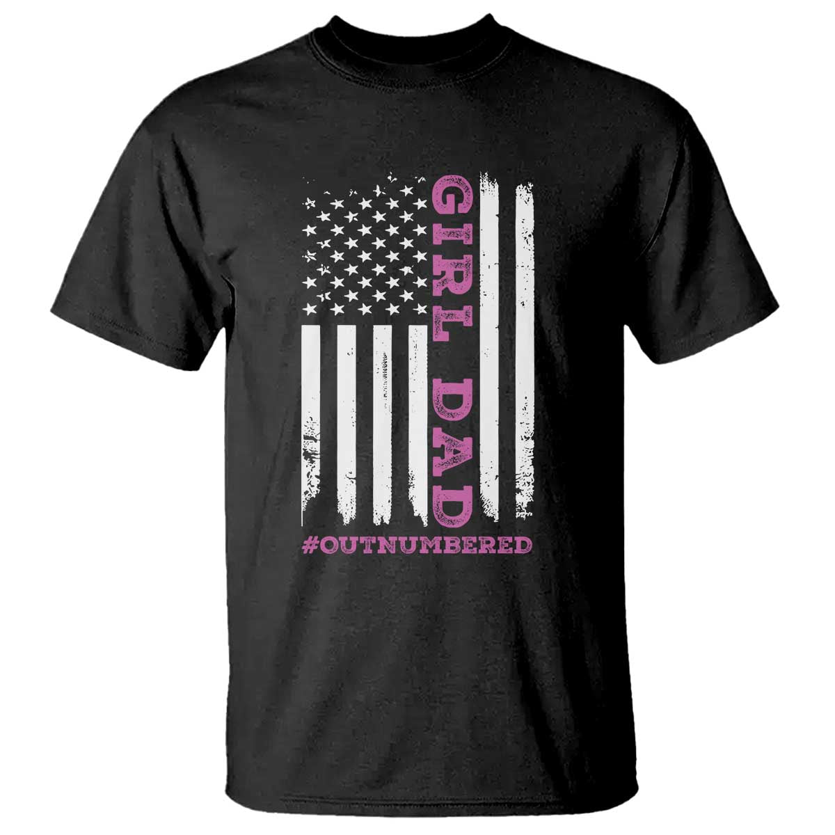 Funny Girl Dad Outnumbered T Shirt Vintage American Flag Father's Day