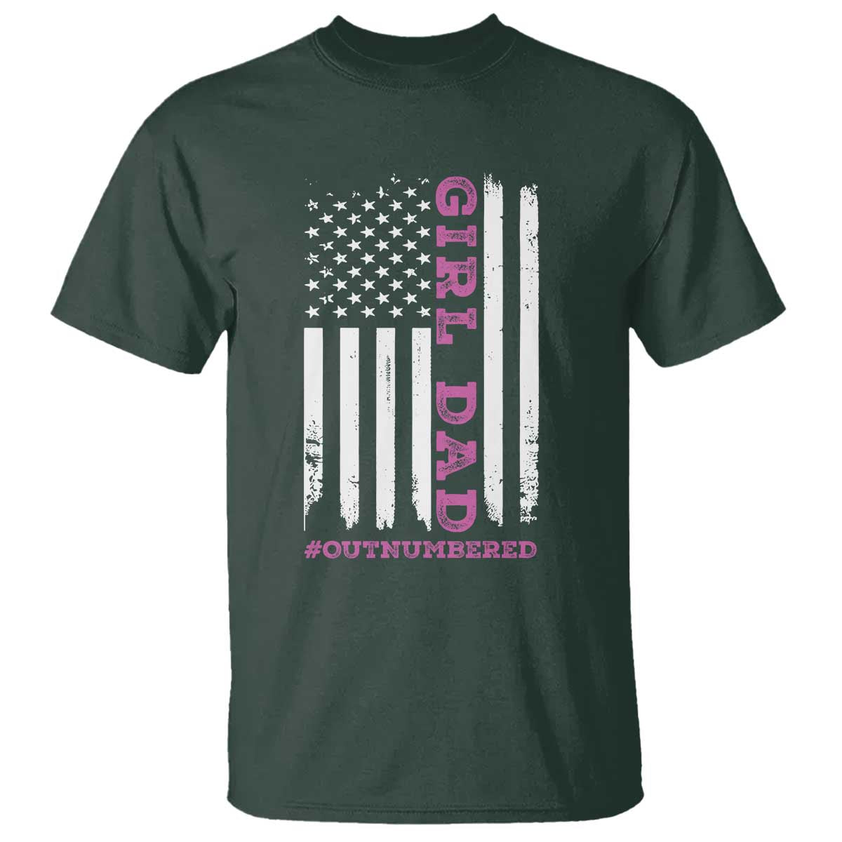 Funny Girl Dad Outnumbered T Shirt Vintage American Flag Father's Day