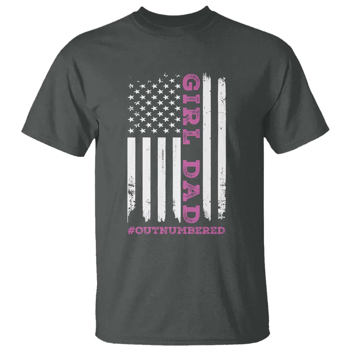 Funny Girl Dad Outnumbered T Shirt Vintage American Flag Father's Day