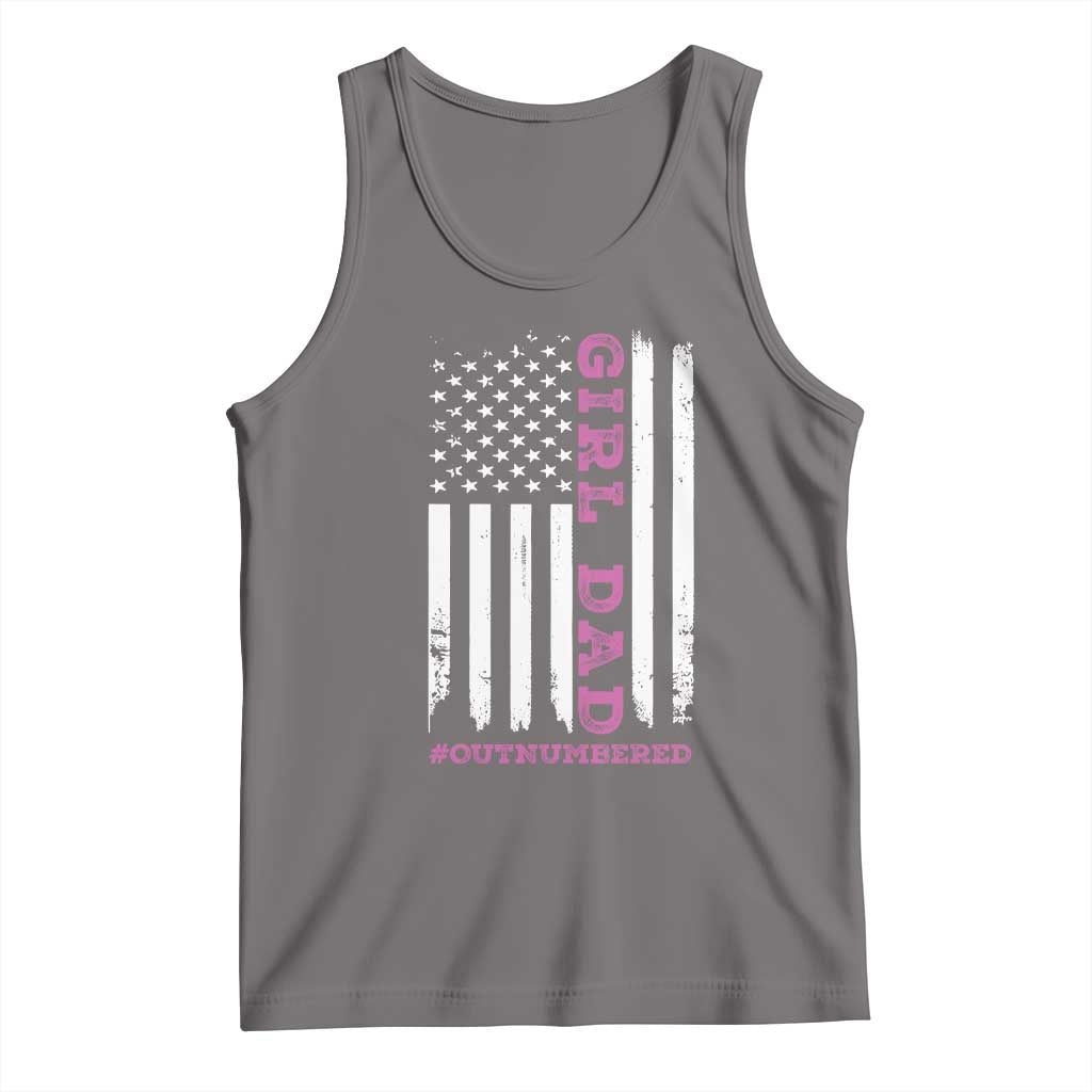 Funny Girl Dad Outnumbered Tank Top Vintage American Flag Father's Day