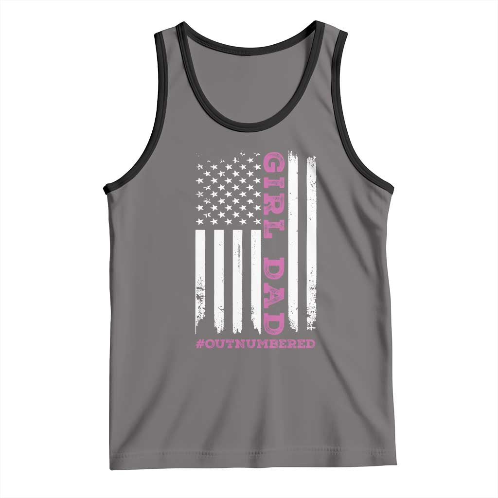 Funny Girl Dad Outnumbered Tank Top Vintage American Flag Father's Day