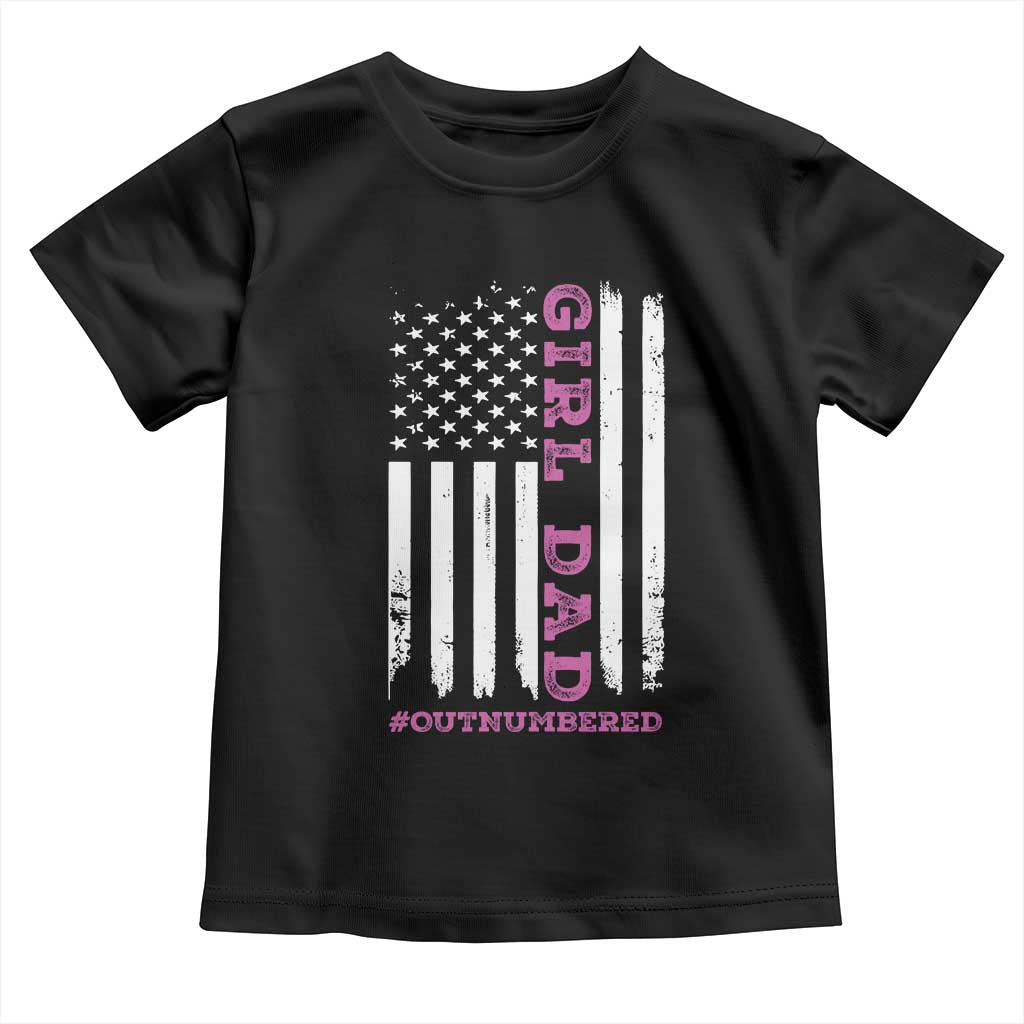 Funny Girl Dad Outnumbered Toddler T Shirt Vintage American Flag Father's Day
