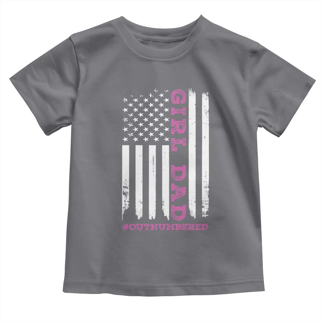 Funny Girl Dad Outnumbered Toddler T Shirt Vintage American Flag Father's Day