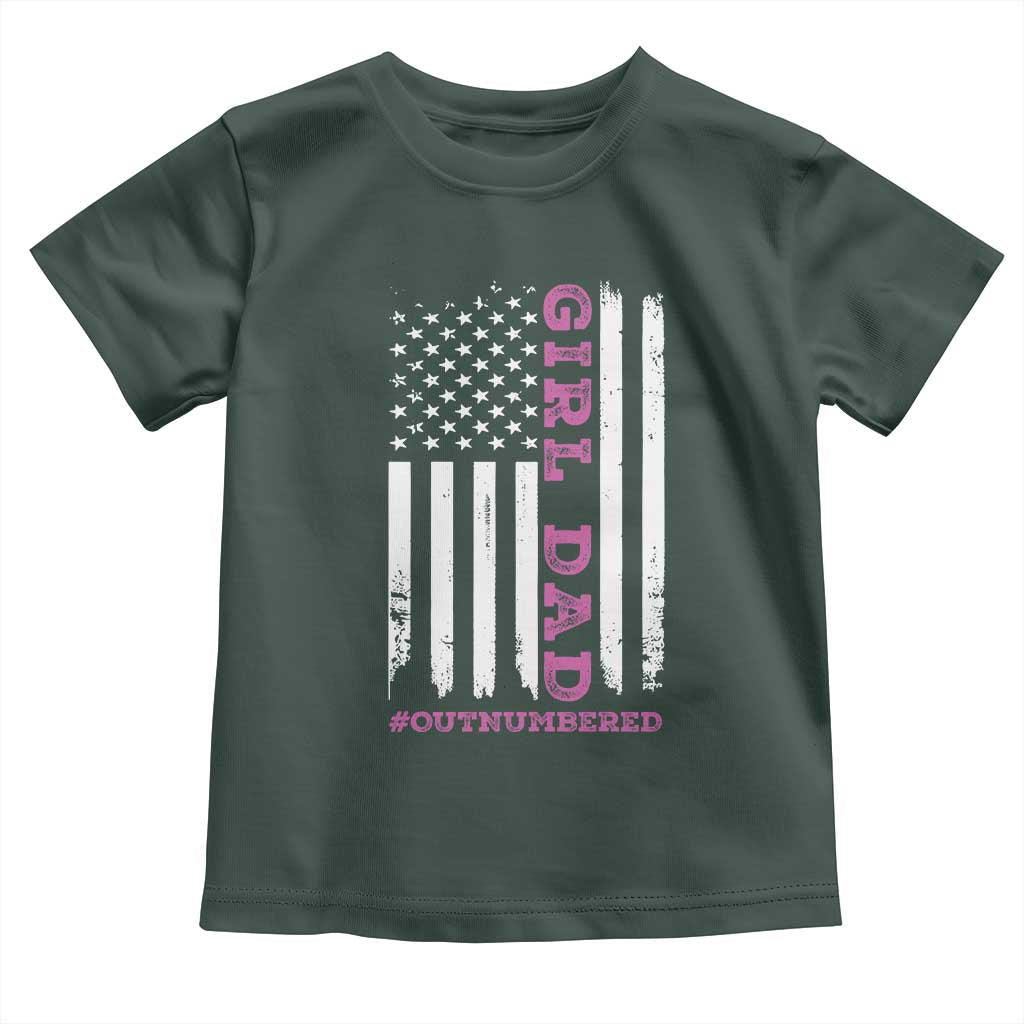 Funny Girl Dad Outnumbered Toddler T Shirt Vintage American Flag Father's Day