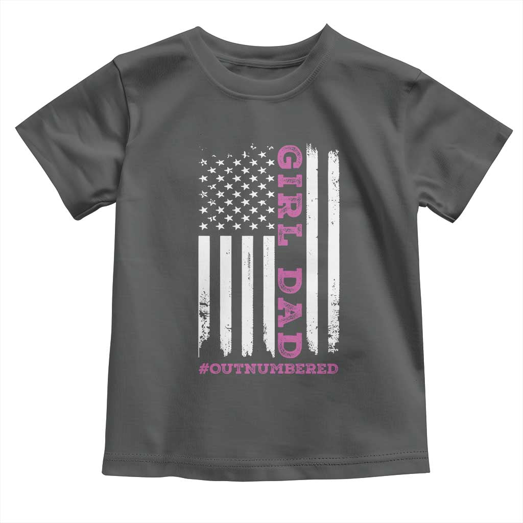 Funny Girl Dad Outnumbered Toddler T Shirt Vintage American Flag Father's Day