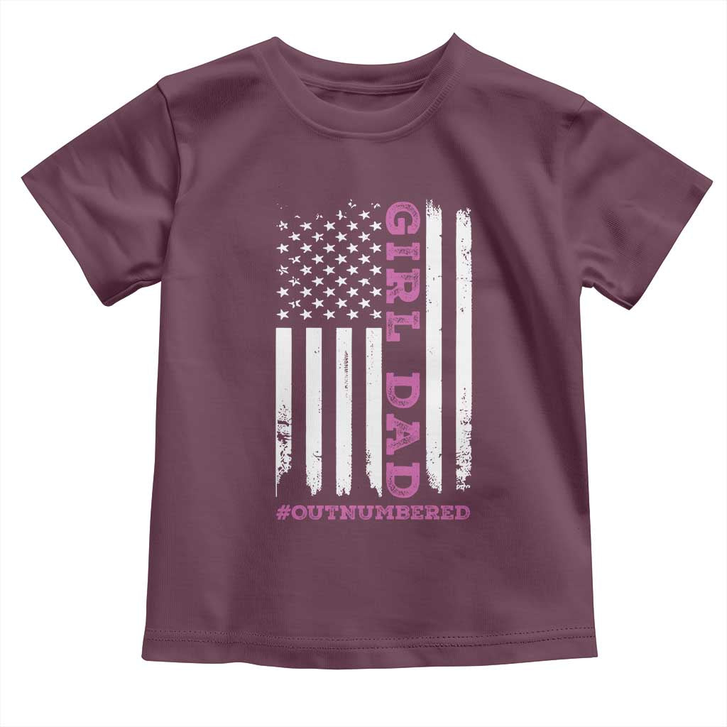 Funny Girl Dad Outnumbered Toddler T Shirt Vintage American Flag Father's Day