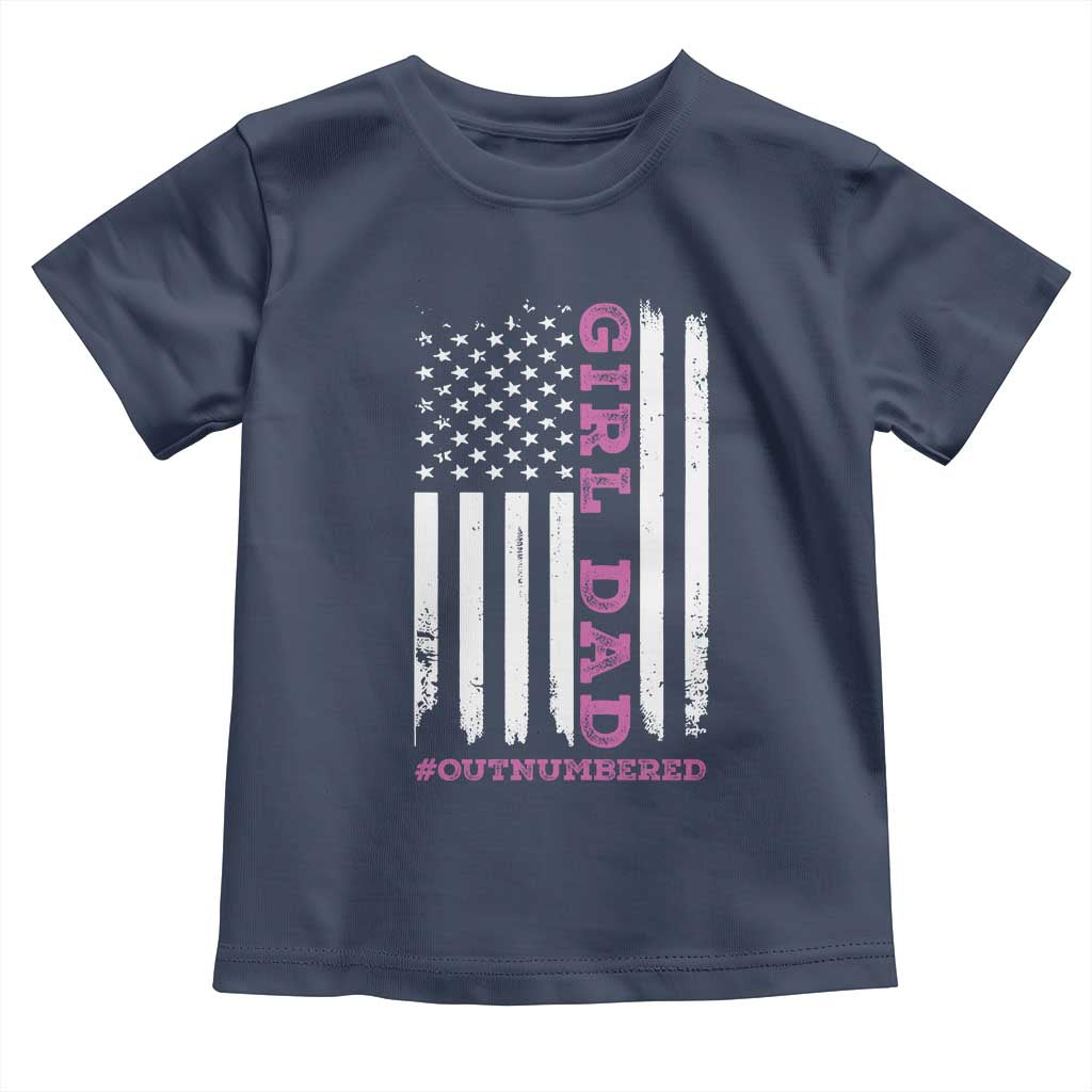 Funny Girl Dad Outnumbered Toddler T Shirt Vintage American Flag Father's Day
