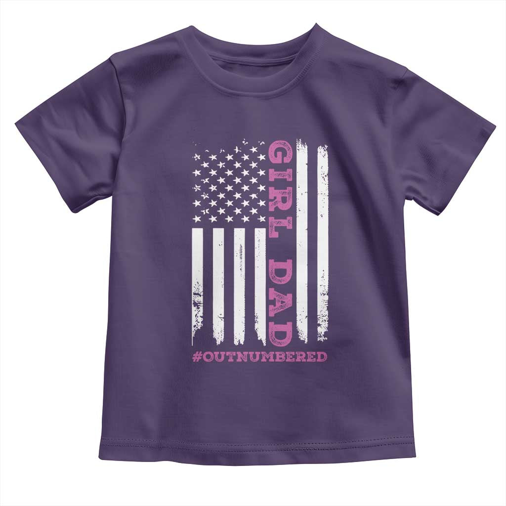 Funny Girl Dad Outnumbered Toddler T Shirt Vintage American Flag Father's Day