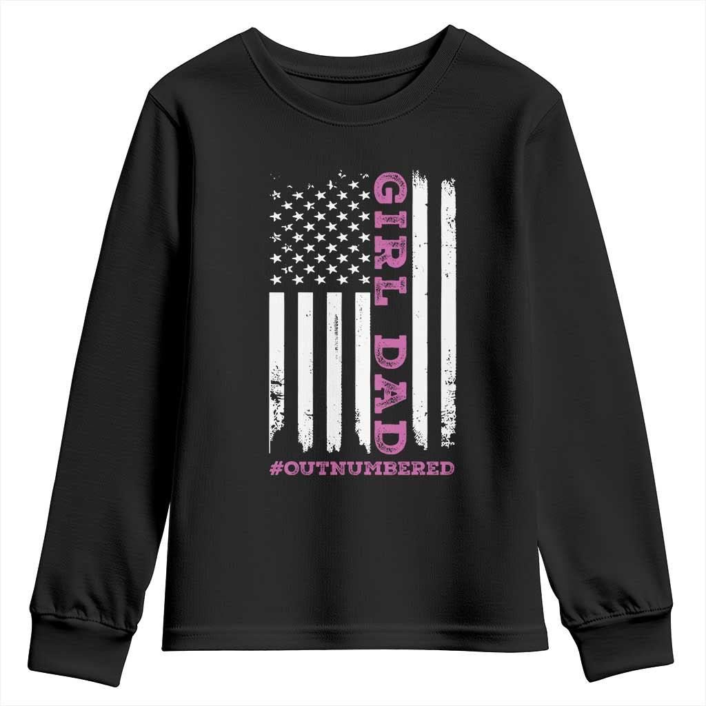Funny Girl Dad Outnumbered Youth Sweatshirt Vintage American Flag Father's Day