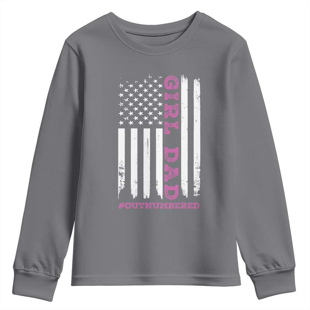 Funny Girl Dad Outnumbered Youth Sweatshirt Vintage American Flag Father's Day