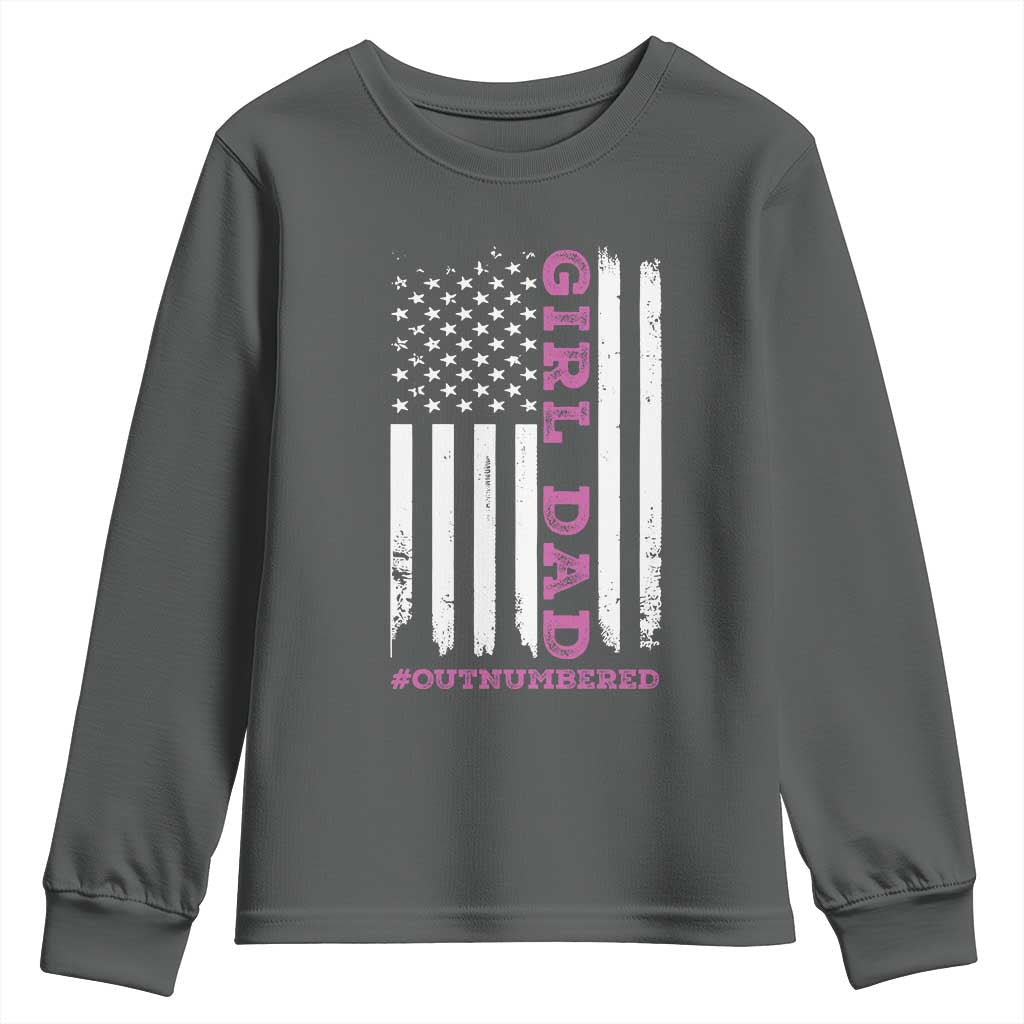Funny Girl Dad Outnumbered Youth Sweatshirt Vintage American Flag Father's Day
